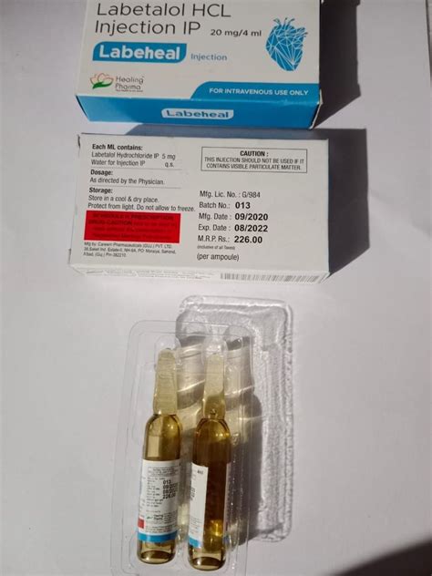 LABEHEAL Labetalol Hcl Injection Ip 20 Mg 4 Ml Prescription At Rs 230