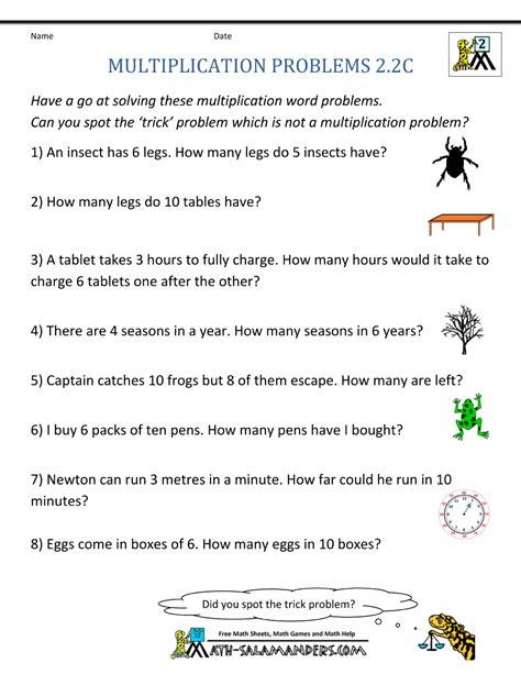 Multiplication Word Problem Area 2nd Grade