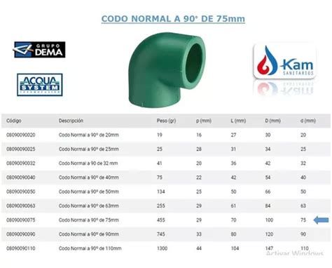 Codo Normal A 90 De 75 Mm Acqua System Termofusión Dema en venta en