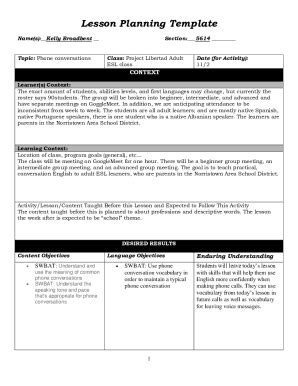 Fillable Online Free Lesson Plan Templatesfree Lesson Plan