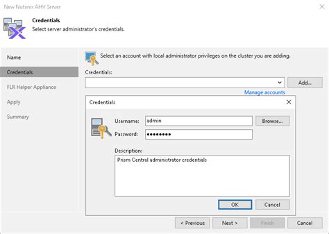 Step 3 Specify Credentials Veeam Backup For Nutanix AHV User Guide