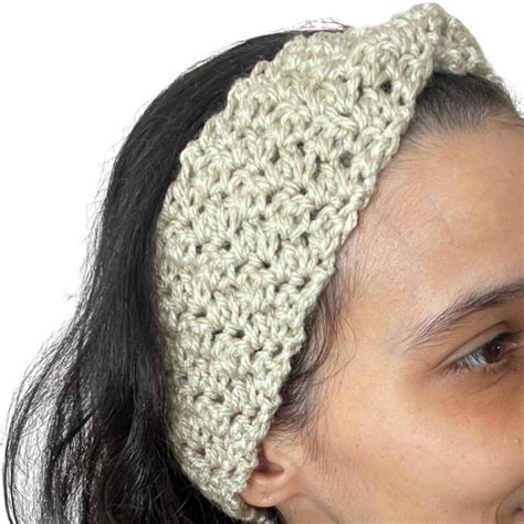 Faixa Turbante Tiara De Cabelo Adulto Em Croch Nude Shopee Brasil