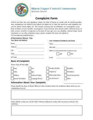 Fillable Online Illinois Sample Complaint Form Docx Fax Email