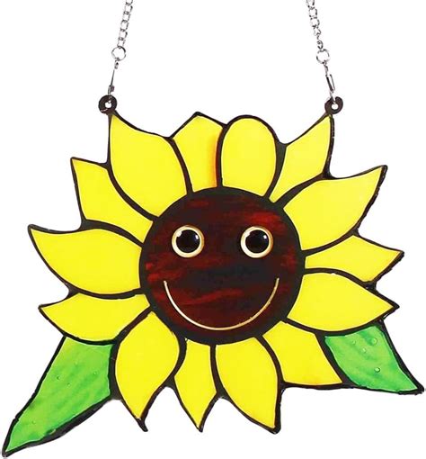 Smile Sunflower Suncatchers For Windows Hanging Stain Glass