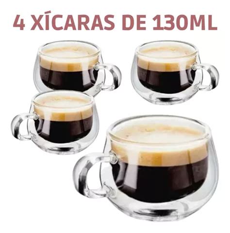 Juego De Tazas Dobles De Vidrio Taza Doble Pared Caf T Color