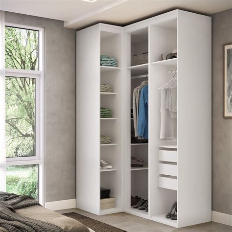 Guardarroupa Ou Guarda-roupa - Guarda Roupa Modulado Canto Reto 3 Portas MDF Lótus | MadeiraMadeira