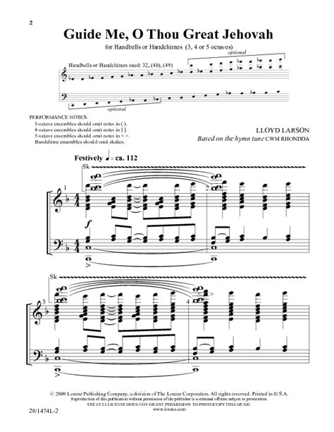 Guide Me O Thou Great Jehovah Sheet Music By Lloyd Larson SKU 20