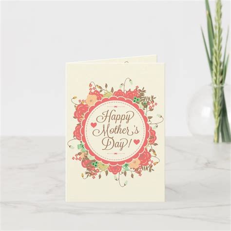 Happy Mother Day Text And Colorful Floral Design Card Zazzle Mothers