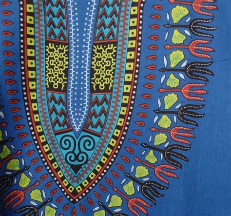 Plus Size Dashiki African Unisex Cotton Shirts In Blue Tunic Shirt