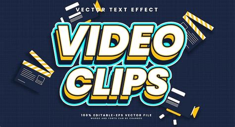 Premium Vector | Video clips editable text style effect Vector text effect