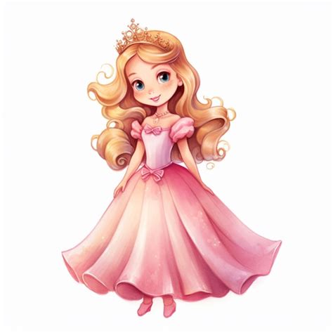 Premium Ai Image Cartoon Princess In Pink Dress With Tiable And