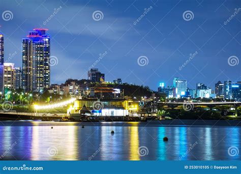 Night View of the Han River in Seoul Stock Image - Image of downtown ...