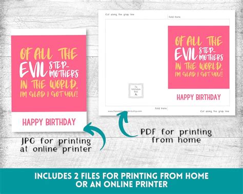 Evil Stepmother Birthday Card Step Mom Birthday Card Stepmom Birthday