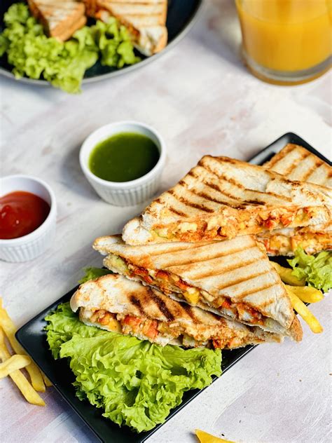 Tandoori Chicken Cheese Sandwiches Recipe Grilled Tandoori Chicken Grilled Sandwich