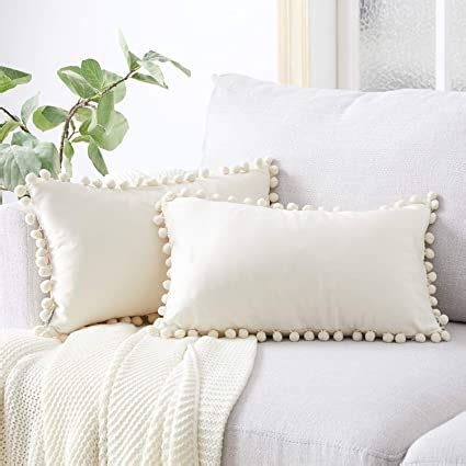 Amazon Top Finel Cream Lumbar Pillow Covers X Set Of Soft