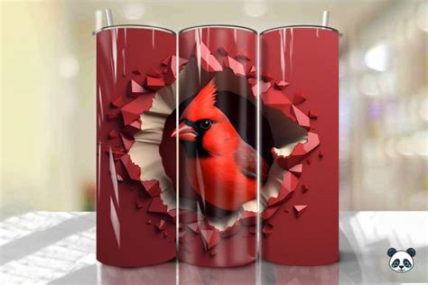 1 Cardinal 3d Cracked Hole Tumbler Wrap 2 Designs Graphics