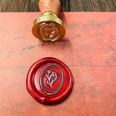 Round Tulip Wax Stamp Wax Seal Stamp Retro Stamps With Etsy