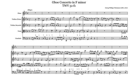 Telemann Oboe Concerto In F Minor Twv F Han De Vries Mhs