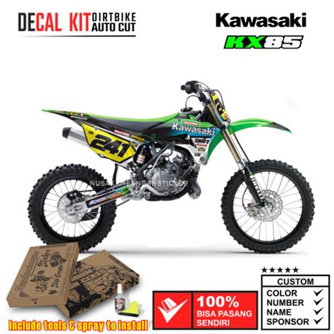 Decal Kit Sticker Supermoto Dirtbike Kawasaki Kx 85 100 Black 03