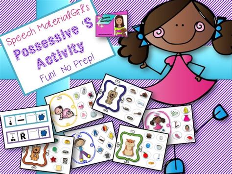 Speech Therapy Possessive S Grammar Activity No Prep Visual Sentence Strip Grammar Activities