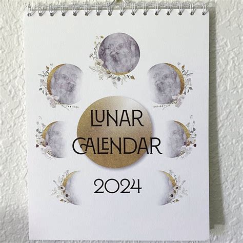 2024 LUNAR CALENDAR Phases of the Moon Wall Calendar 8X10 - Etsy