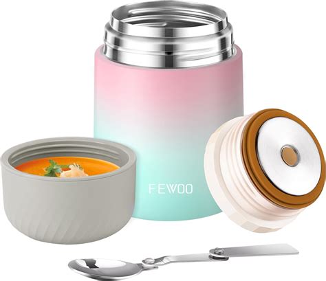 FEWOO Termo de sopa Contenedor de alimentos aislado al vacío de 20