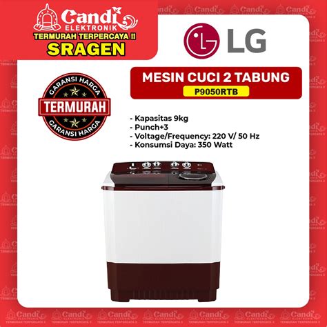 Jual LG Mesin Cuci 2 Tabung Kapasitas 9kg P9050RTB Shopee Indonesia