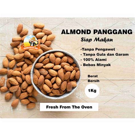 Jual Roasted Almond Kg Kacang Almond Panggang Matang Rasa Original