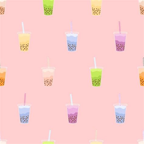 Premium Vector Seamless Pattern With Bubble Milk Tea Print With An