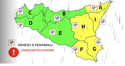 Allerta gialla per maltempo in Sicilia orientale per lunedì 21 ottobre