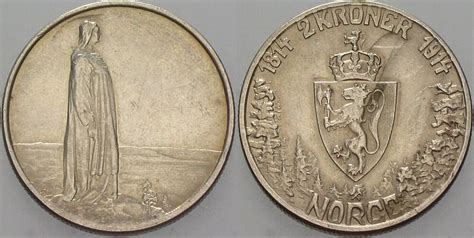 Norwegen 2 Kroner 1914 Haakon VII 1905 1957 Patina vorzüglich MA Shops