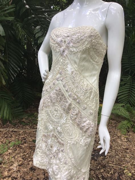 Vintage Sue Wong Strapless Embroidered Dress Gem