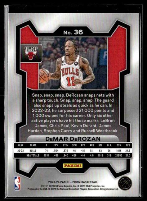 2024 25 Panini Prizm DeMar DeRozan Chicago Bulls 36 EBay