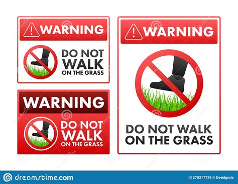 Keep Of The Grass Do Not Walk On Lawns Do Not Step On Grass Sign Stock Vector Illustration