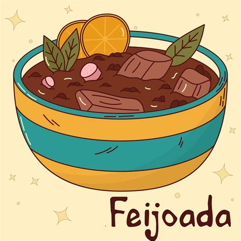 Brazilian Traditional Food Feijoada Vector Illustration In Hand Drawn