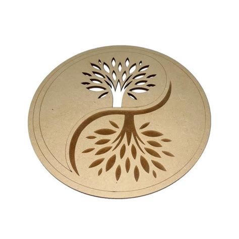 Plaque De Rechargement Arbre De Vie Yin Yang Bois Sculpt Cdiscount