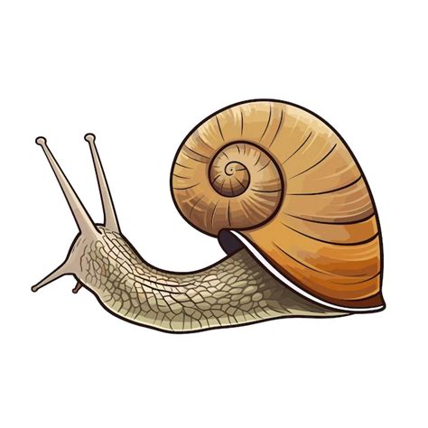 Ilustración de caracol de color plano dibujada a mano Vector Premium