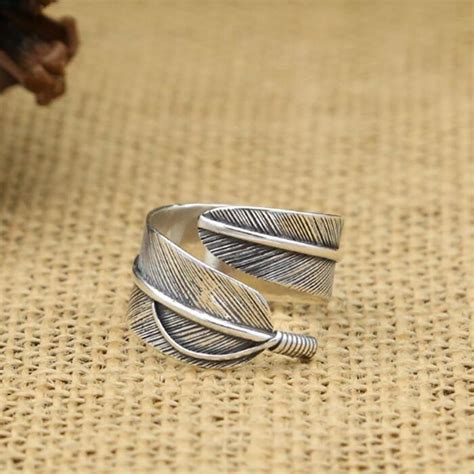 Pena simples Sólido 925 Sterling Silver Cuff Anel Das Mulheres Dos