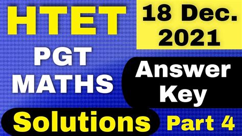 Part Answer Key Solution Of Htet Pgt Maths Dec Htet