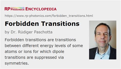 Forbidden Transitions Weakly Allowed Transitions Selection Rules