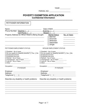 Fillable Online Poverty Exemption Bapplicationb Fax Email Print Pdffiller