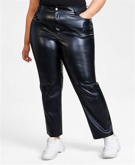 Bar Iii Plus Size Faux Leather Straight Leg Pants Created For Macy S Macy S