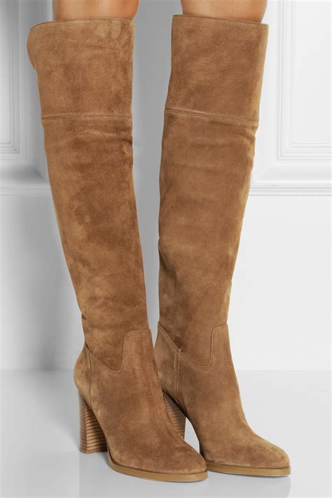 Michael Michael Kors Regina Suede Knee Boots In Brown Lyst