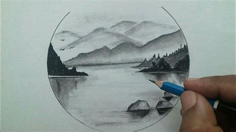 How to draw beautiful scenery of nature easy for beginners / pencil ...