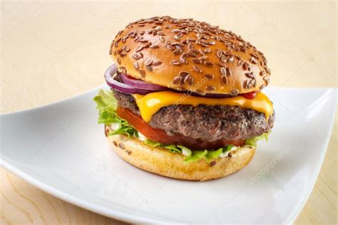 Burger With Flax Seeds Stock Photo Image By Arskajuhani