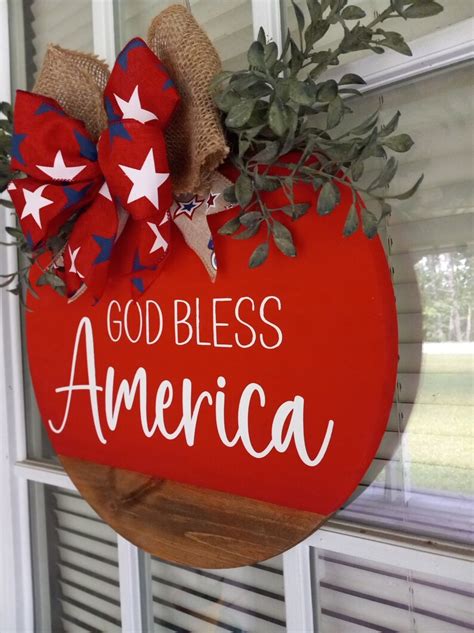 God Bless America Door Sign Patriotic Decor July Th Door Sign Th Of