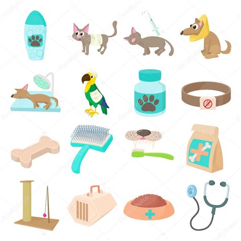 Conjunto De Iconos Veterinaria Vector De Stock Juliarstudio