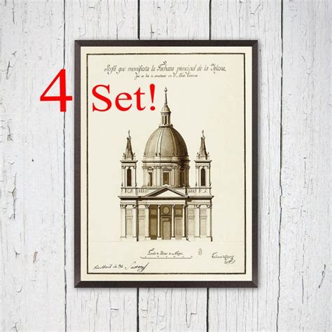 Large Classic Architecture art prints 4 set.Architectural | Etsy