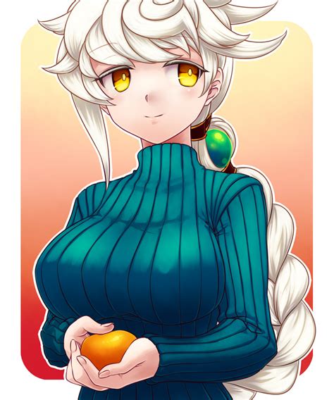 Safebooru 1girl Alternate Costume Blush Braid Breasts Bust Food Fruit Hair Ornament Highres