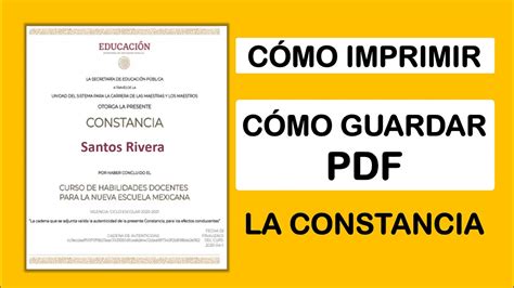 C Mo Imprimir La Constancia Y C Mo Guardarla En Formato Pdf Youtube